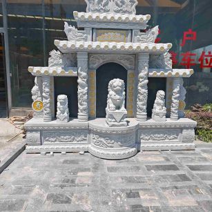 临沂芝麻白中国黑石材套墓 花岗岩墓碑